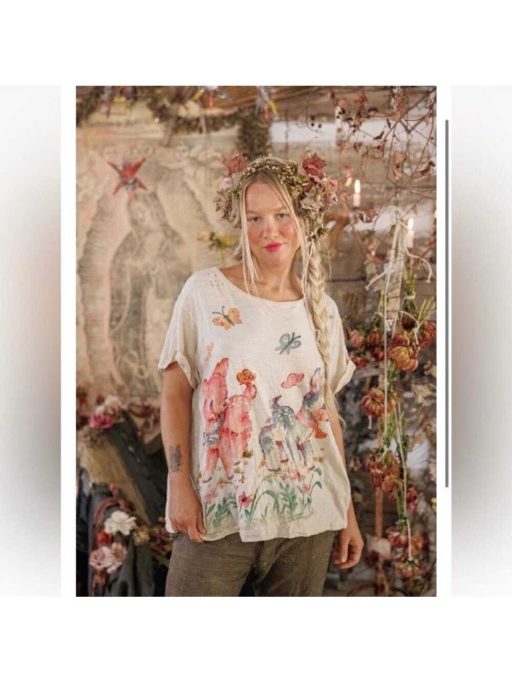 Magnolia Pearl Frolic Tee Moonlight OS Love Deer T-Shirt Relaxed Oversized Lagen